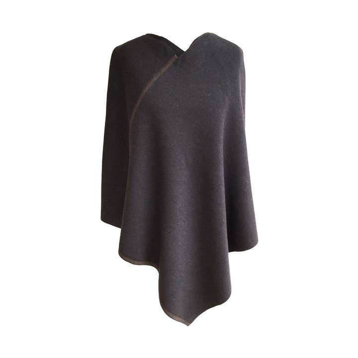 Reversibel tynd triangelponcho - blåbrun/brun for engroshandel hos austriandesign.at