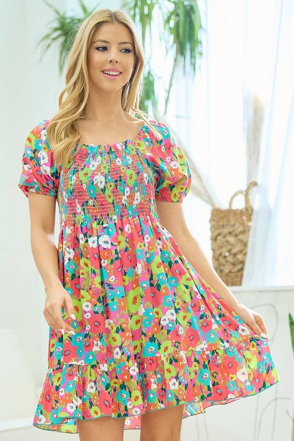 lovely melody - Wholesale Dress - Women's - LMD5477-Doras floral print dress3