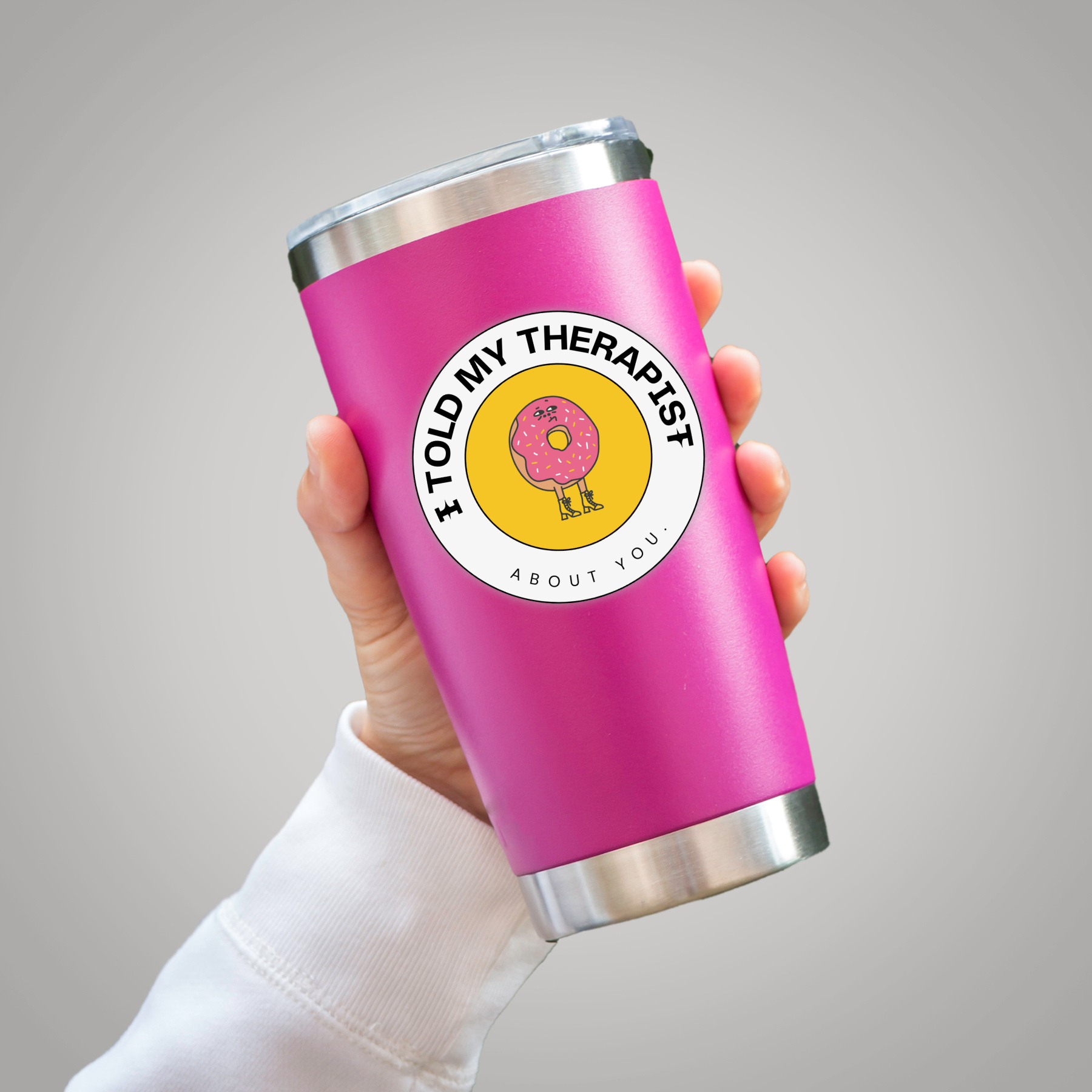 Coyote Color - Wholesale Sticker - Funny Donut Therapy Die-Cut Mental Health Sticker2