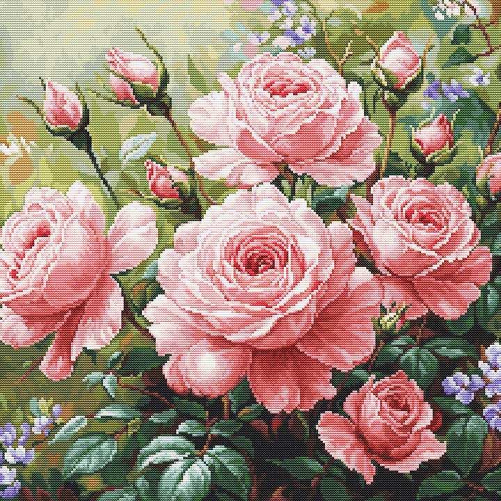 Cross Stitch Kit Luca-S GOLD - The Roses Garden, B717 for wholesale by Luca-S