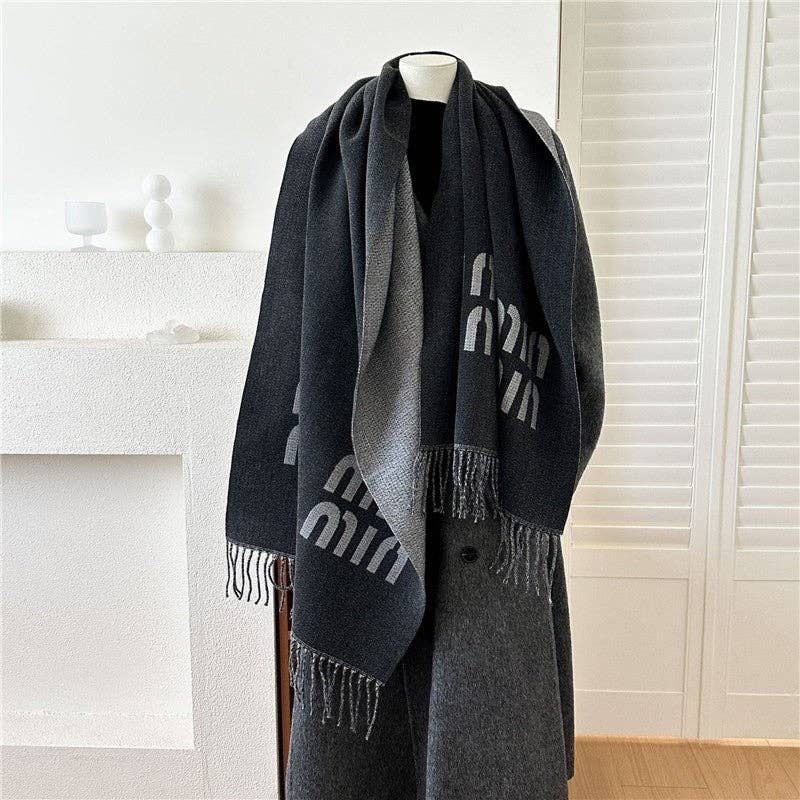 Ekartini - Wholesale Scarf - Women's - Jacquard Fringe Cashmere-Like Scarf2