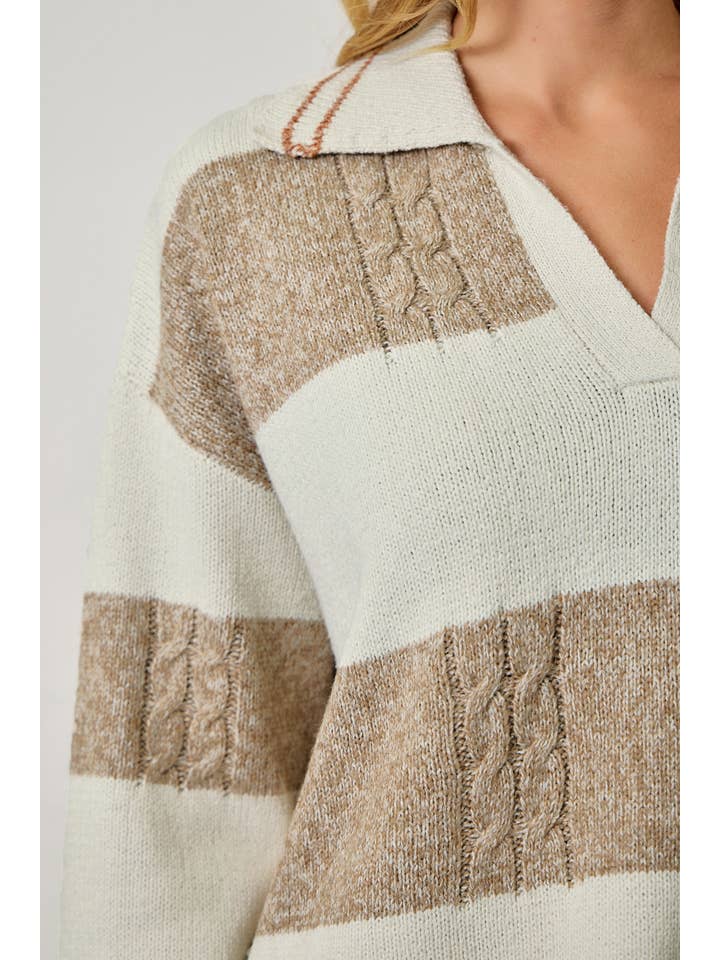 Mystree - Wholesale Knit Sweater - Women's - 60899 V-Neck Multistripe Sweater23