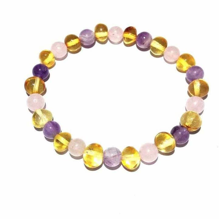 Adult Tara Honey Baltic Amber Gemstone Stretch Bracelet for wholesale by Love Amber x