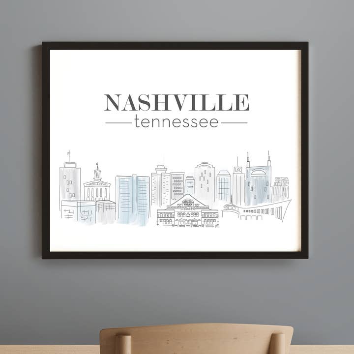 Croquis du centre-ville de Nashville, TN, aquarelle pour la vente par Simply Sketch Studio