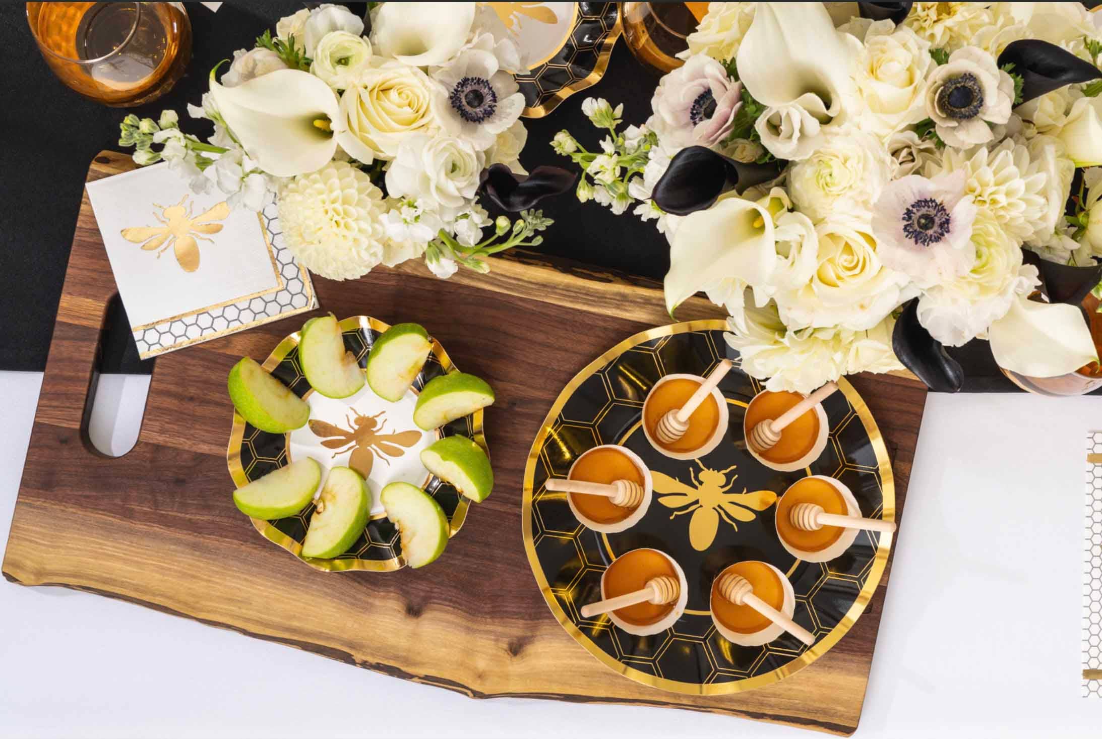 Sophistiplate - Wholesale Disposable Plate - Honeybee Wavy Paper Appetizer/Dessert Bowl/8pk9