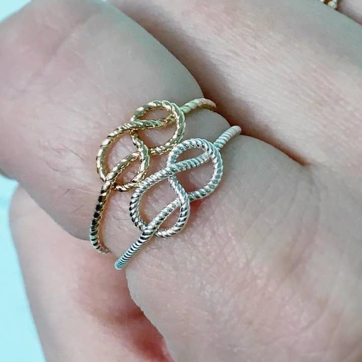 Foamy Wader – wholesale Band/Stackad Ring – Sailor Knot Ring - handgjorda nautiska rep kärlek knut ring
