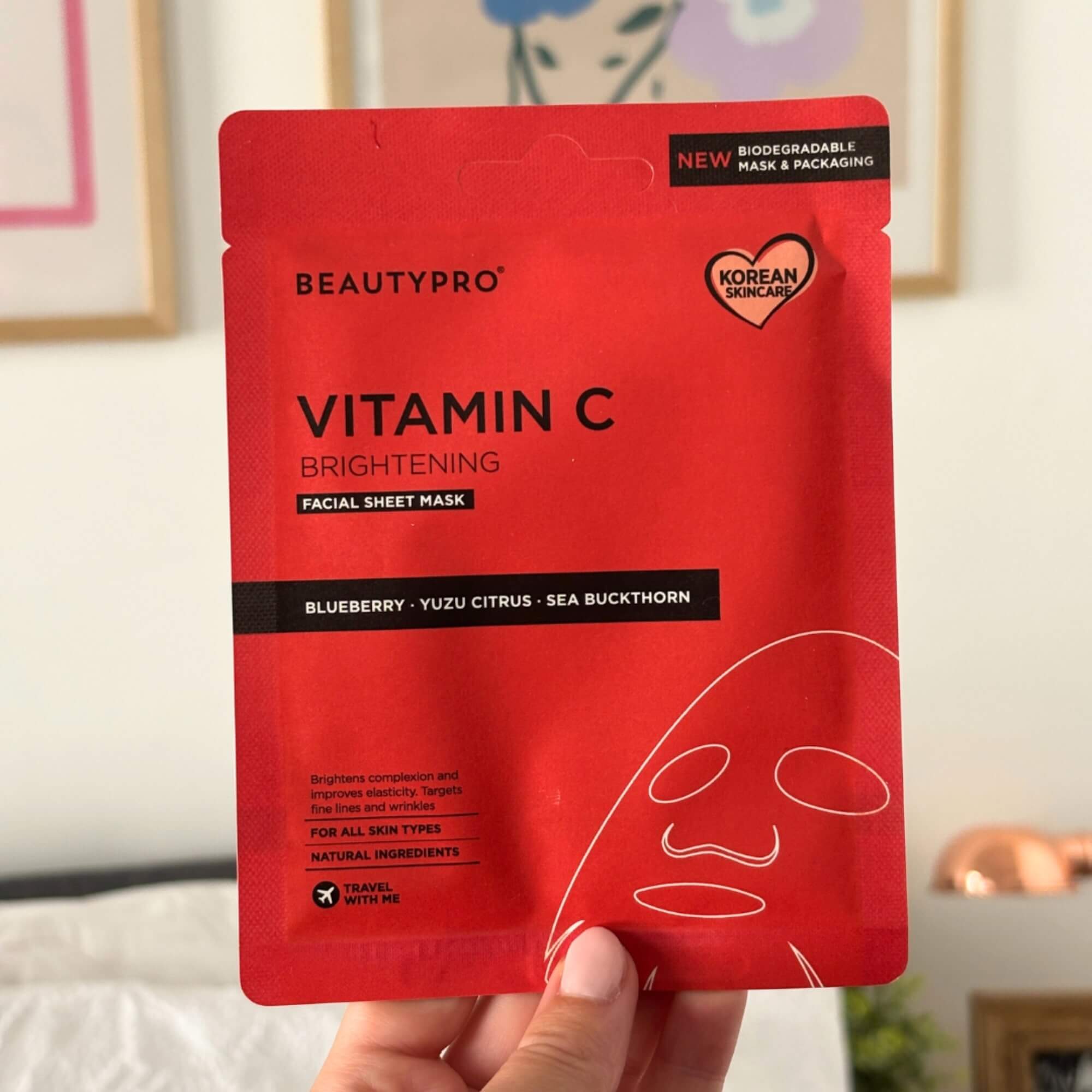 BEAUTYPRO – wholesale Skincare face mask – VITAMIN-C Brightening Sheet Mask - 100% Biodegradable8