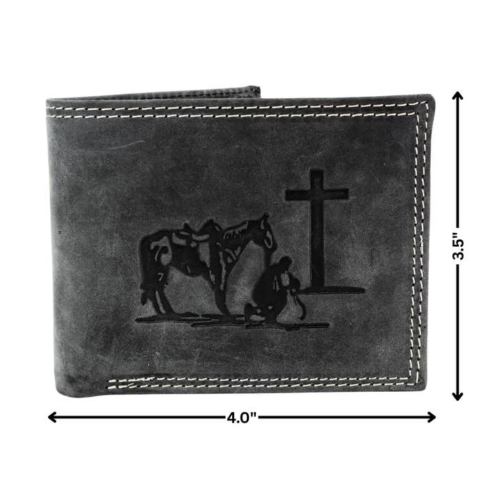 Leather Impressions Inc - Wholesale Wallet - Men's - Men’s Bi-Fold Wallet with Praying Cowboy Emboss ABMWVT 0216