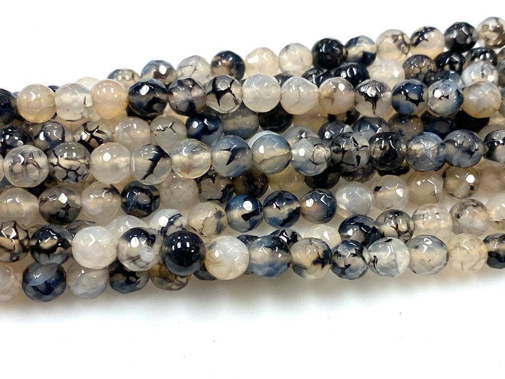 TRIVENI USA INC - Wholesale Beads - Black Dragon Vein Agate Gemstone Round Beads Strands 6mm 8mm1