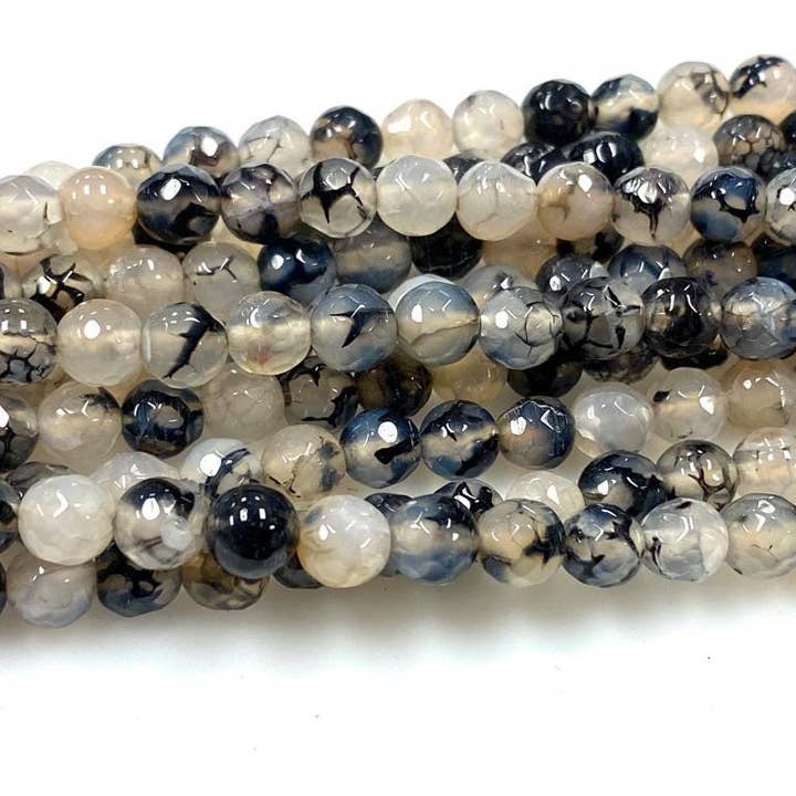 TRIVENI USA INC - Wholesale Beads - Black Dragon Vein Agate Gemstone Round Beads Strands 6mm 8mm1