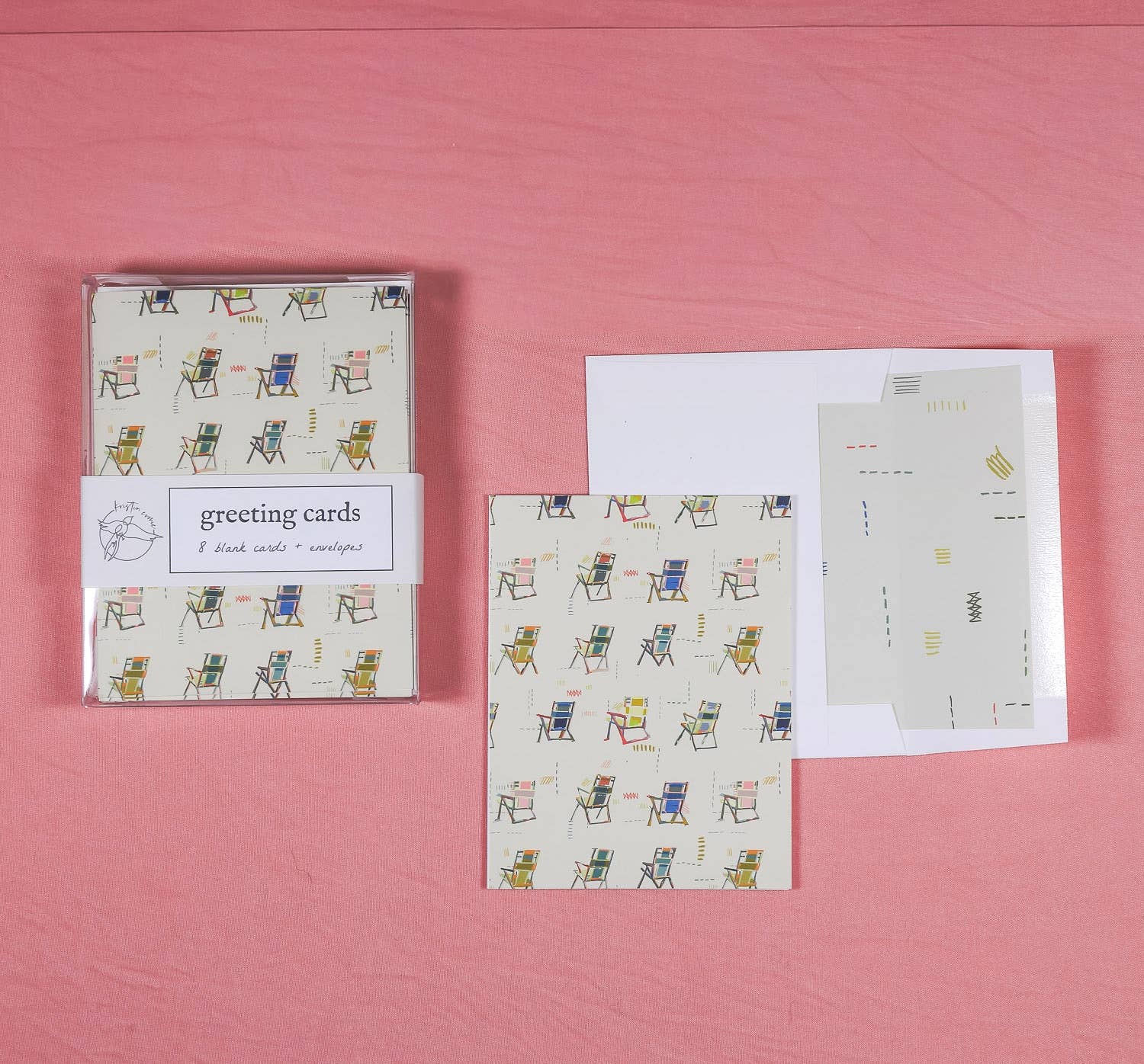 Kristin Cronic Studio - Wholesale Stationery/Notecard Set - Set of Eight "Happy Place"  Greeting Cards | Sand Color3