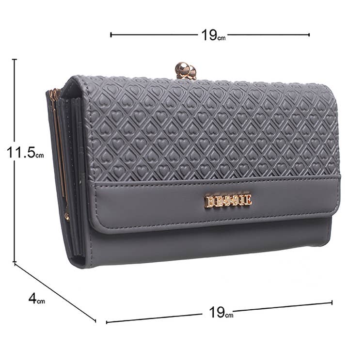 Bessie London – wholesale Wallet – Women's – TEXTURED CLASP LADY WALLET PURSE1