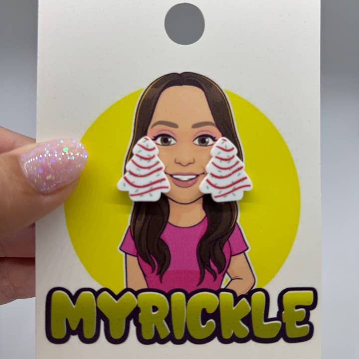 Myrickle - Wholesale Stud/Post Earrings - Little Debbie Christmas Tree Snack Cakes Stud Earrings Retro Fun1