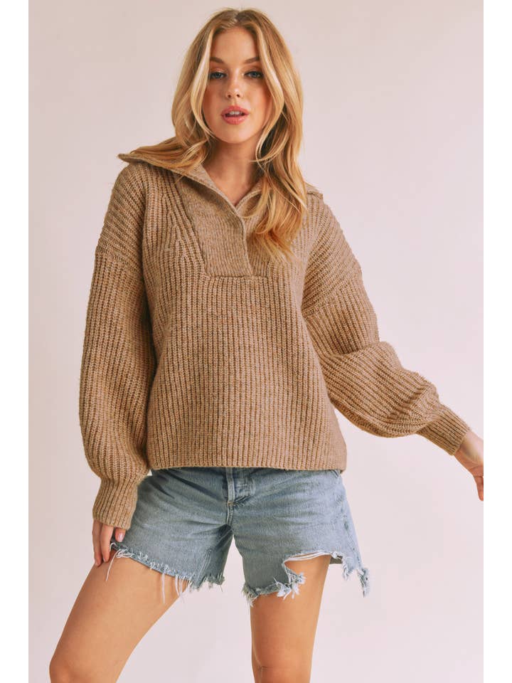 AEMI + CO - Wholesale Knit Sweater - Women's - 3101CK Danae Henley Sweater 1