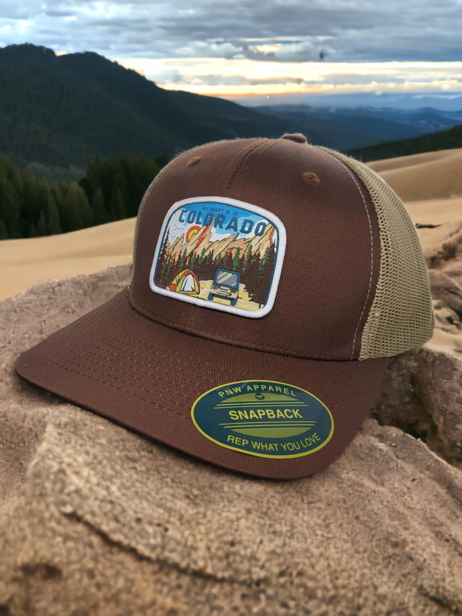 PNW Apparel - Wholesale Trucker Hat - Unisex - Colorado Trucker Hat With My Heart is in Colorado Patch1