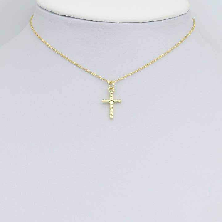 BestBeads&Beyond - Wholesale Individual Charm/Pendant - Hammered Gold Cross Charm Pendant,Sku#LX857