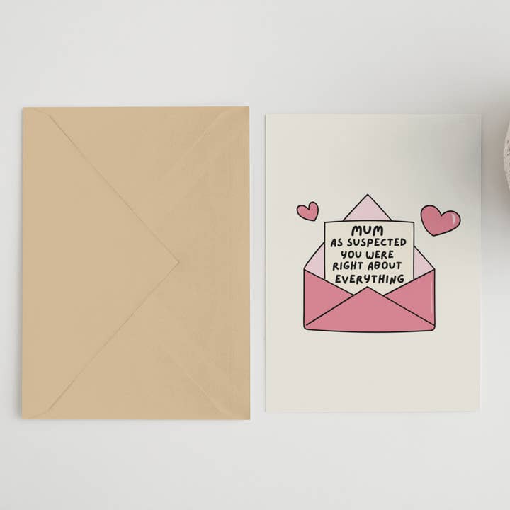 Mum you were right about everything Mother’s Day A6/5x7 card for wholesale by Blue Iris Designs Co