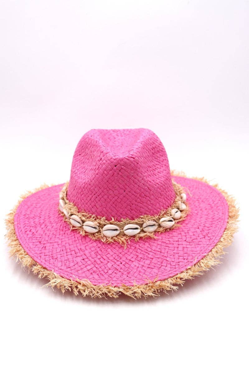LIL' MOON - Venta al por mayor Sombrero de paja - Mujer - Sombrero con bordes deshilachados y conchas ajustable, talla única6