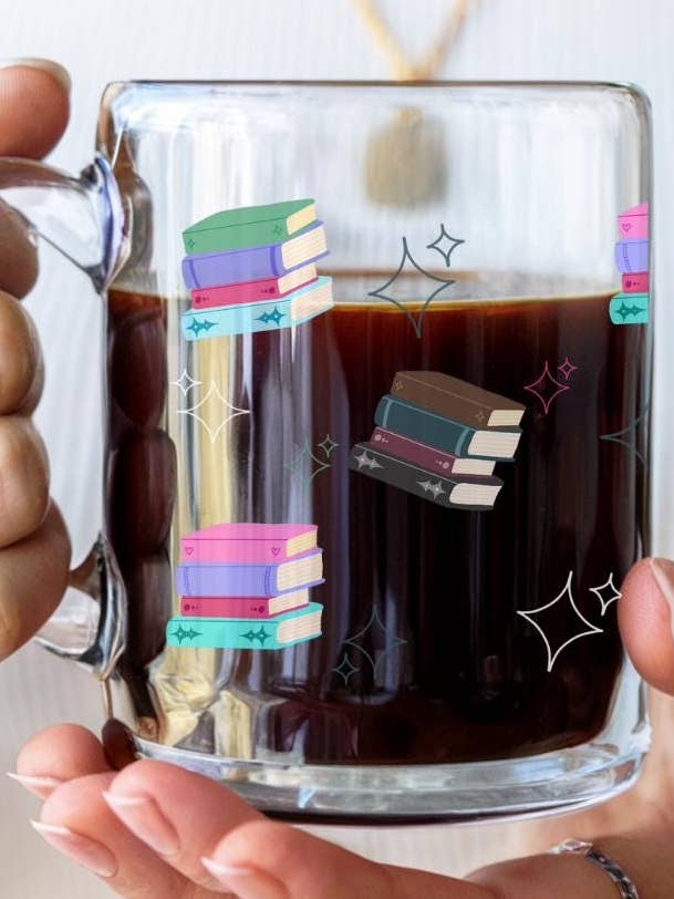 Glas Flerfärgad Bokstapel Mugg för wholesale av Live Inside Pages Shop