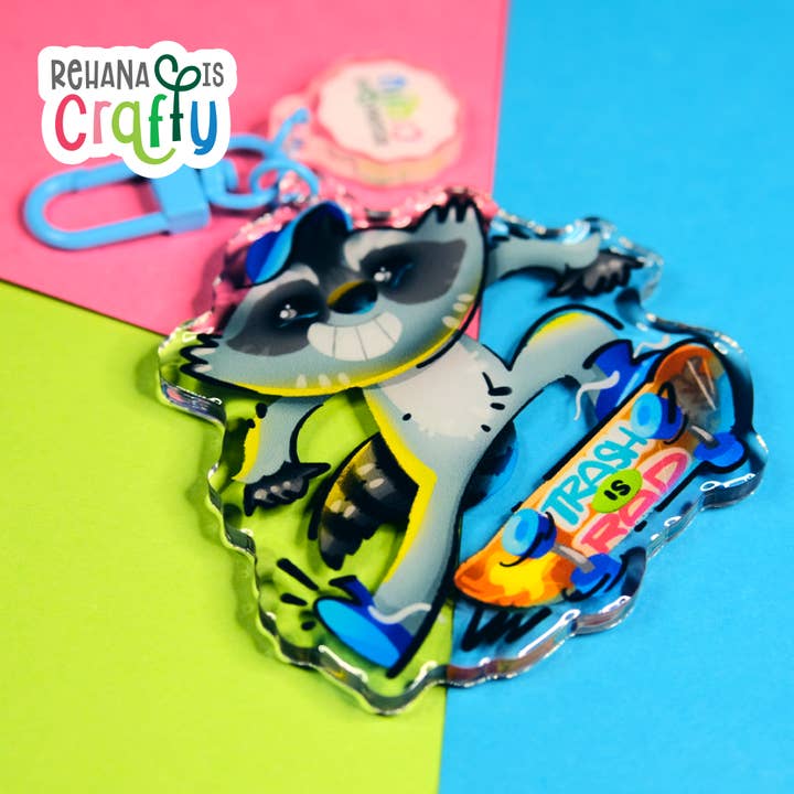 Rad Raccoon | Acrylic Keychain for wholesale by Rehana is Crafty