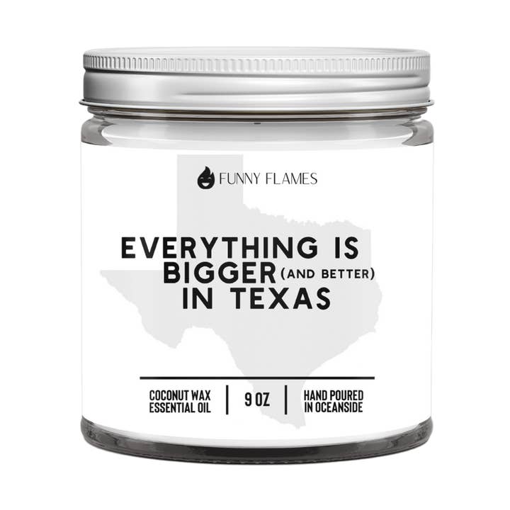 Funny Flames Candle Co - Les Creme - Wholesale Jar/filled candle - Everything Is Bigger In Texas- 9oz Candle0