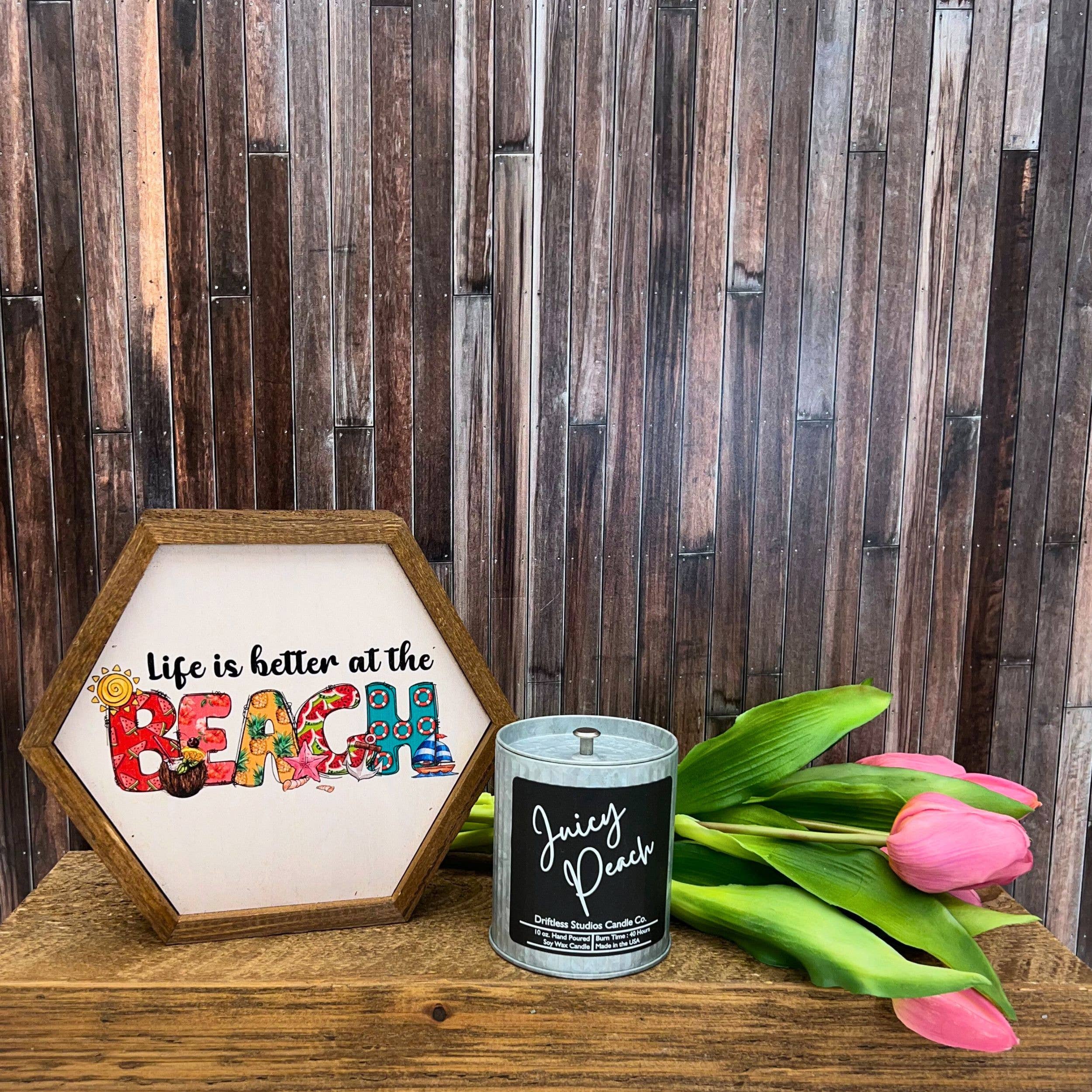 Driftless Studios - Wholesale Jar/Filled Candle - Juicy Peach Summer Decor Candle - Scented Rustic Candles1