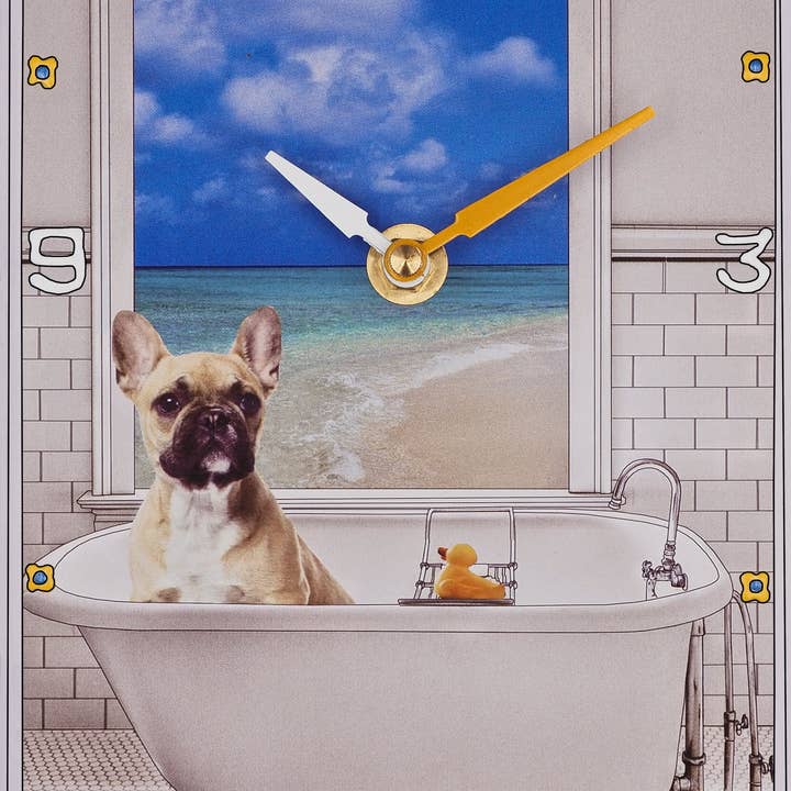 Lea Alboher – Großhandel Wanduhren – Französische Bulldogge, Collage-Uhr