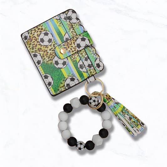Suzie Q USA - Wholesale Keychain Bracelet - Sport Print Beaded Keychain with Wallet & Tassel1