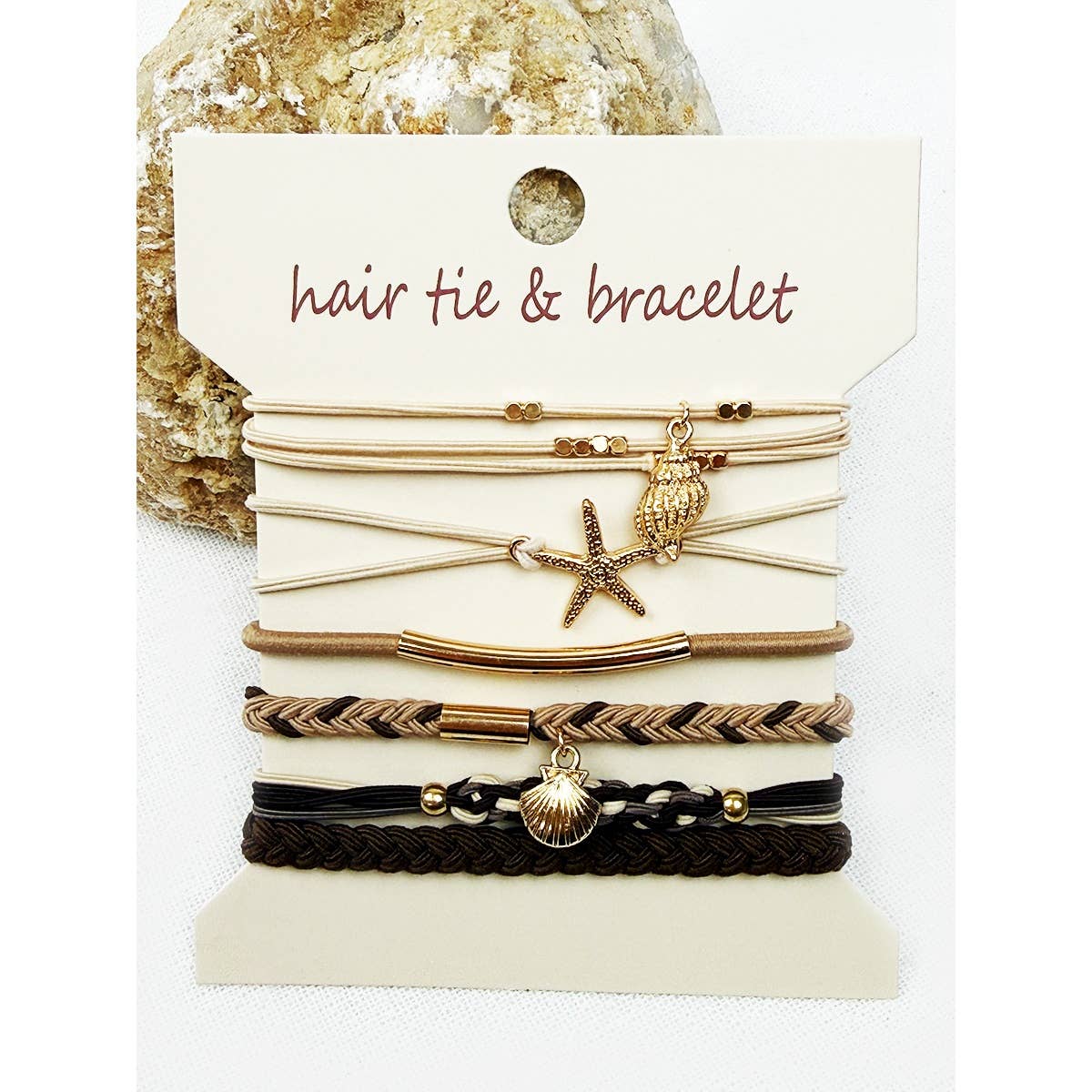 MIX COLOR Boho Inspired BEACH Theme Hair Tie Bracelets for wholesale on Faire0