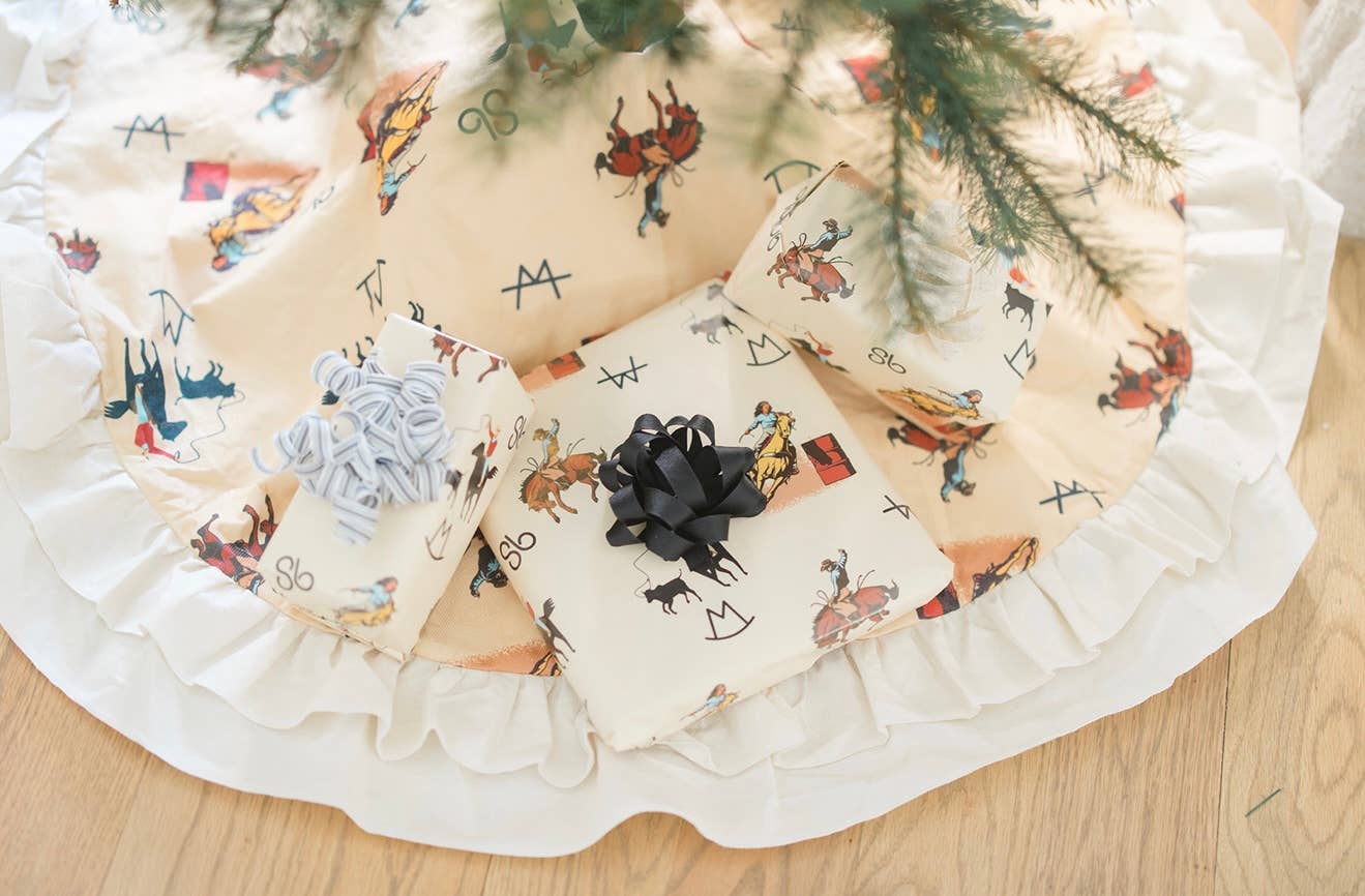 The Front Porch Label - Wholesale Tree Skirt - Vintage Cowboy Christmas Tree Skirt1
