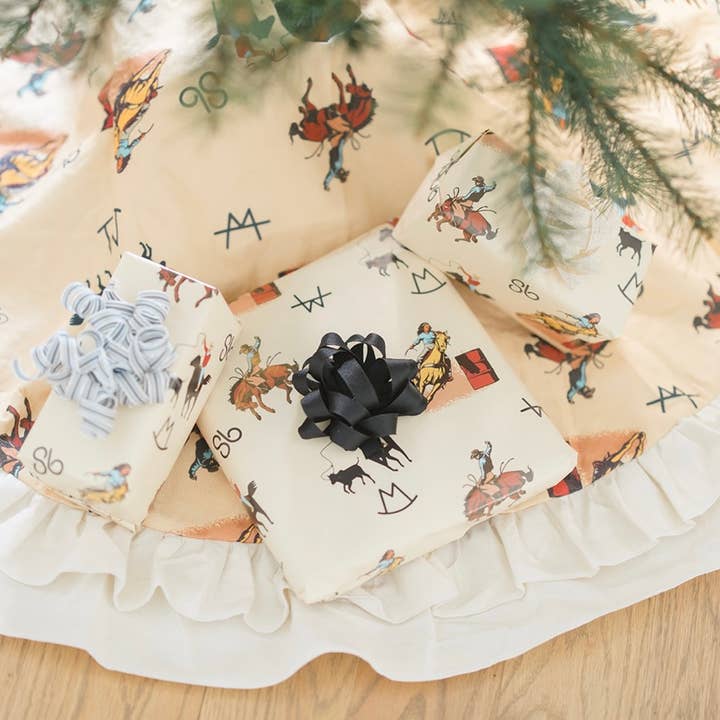The Front Porch Label - Wholesale Tree Skirt - Vintage Cowboy Christmas Tree Skirt1