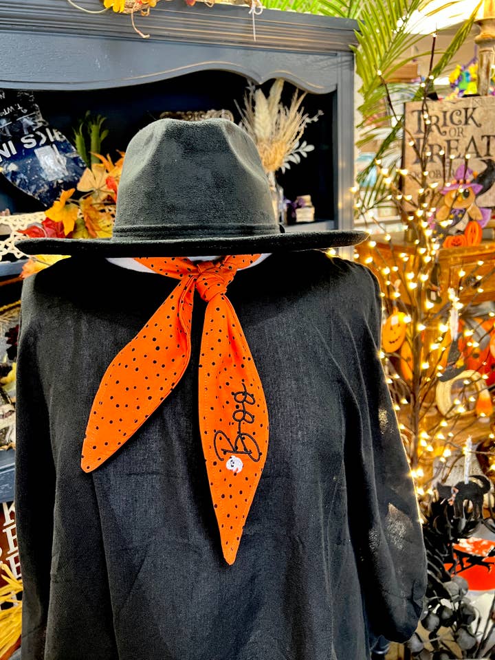Boo Halloween Embroidered Ascot Scarf for wholesale by The Funky Soul