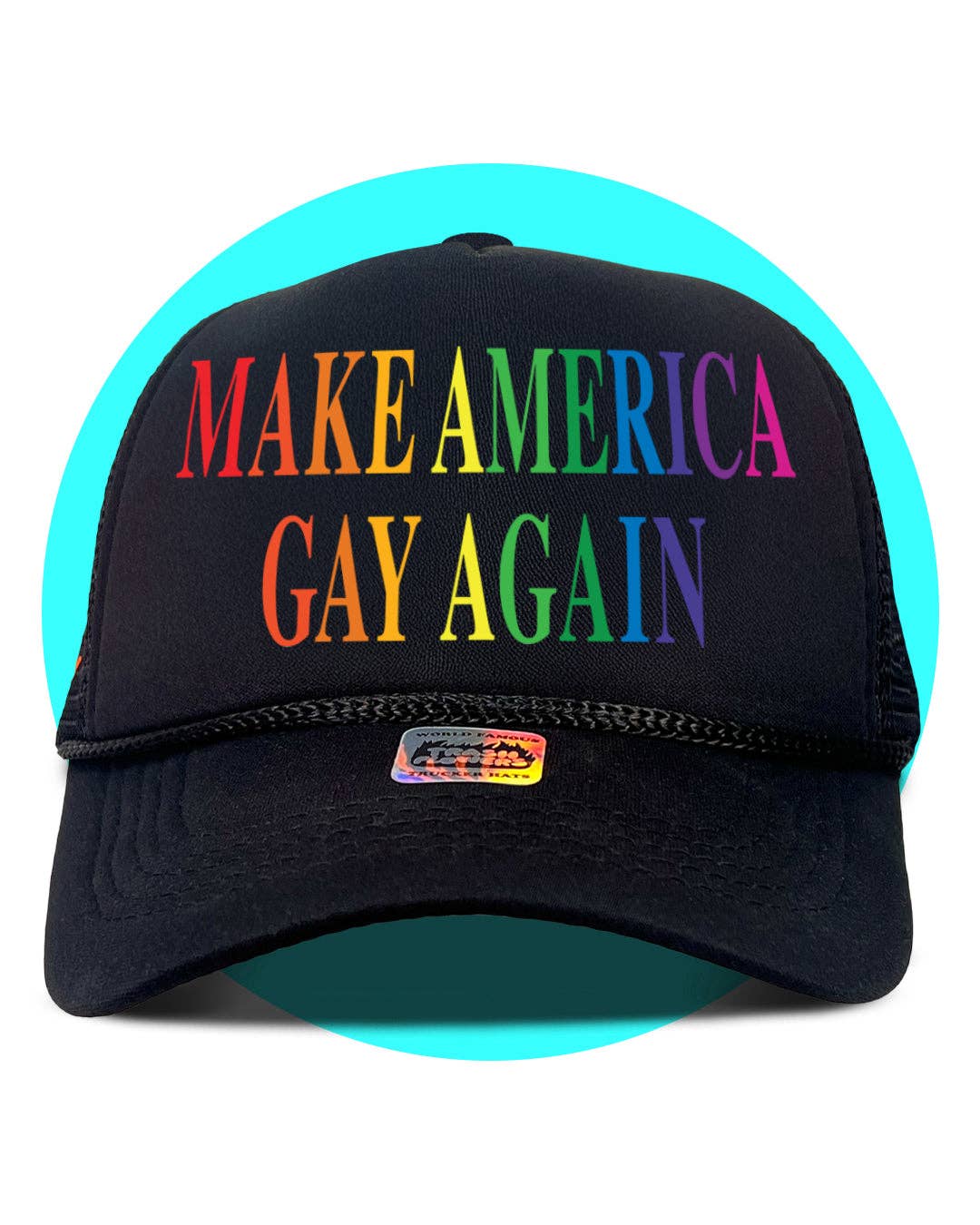 Black MAGAY Make America Gay Again Trucker Hat for wholesale on Faire0