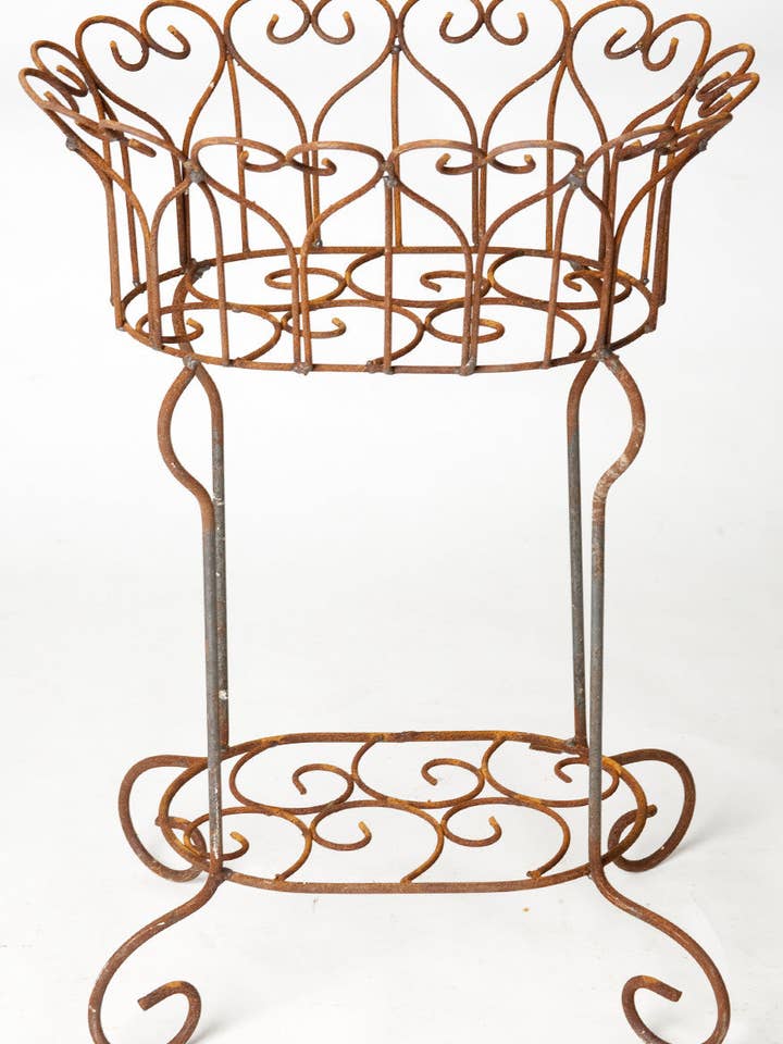 Wrought Iron 29" Helen Heart Oval Plant Stand Rustic Style for wholesale by Garden Iron And More