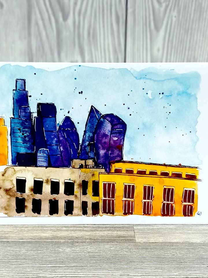 Tarjeta de felicitación – Londres – Ilustración en acuarela inspirada en los viajes para venta al por mayor de Christina Jenne Art and Design