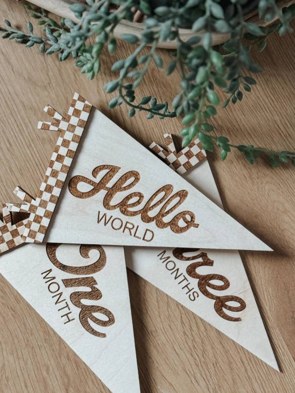 Baby Milestone Flags for wholesale by Arrow Town Designs