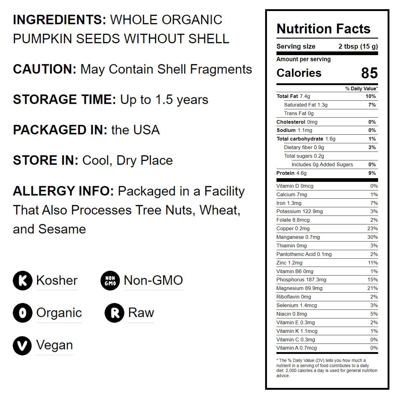 Food To Live - Vendita all'ingrosso Frutta secca - Pepitas crude biologiche — chicchi di semi di zucca, non salati, senza olio2
