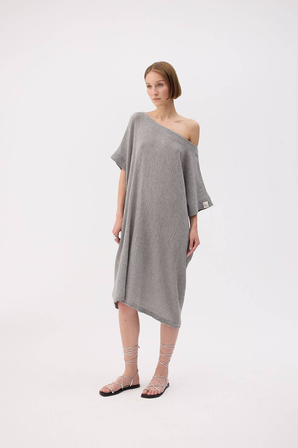 Fulmarix - Vendita all'ingrosso Vestito - Donna - Abito in Lino Stropicciato (3482) 30% Lino 70% Cotone0