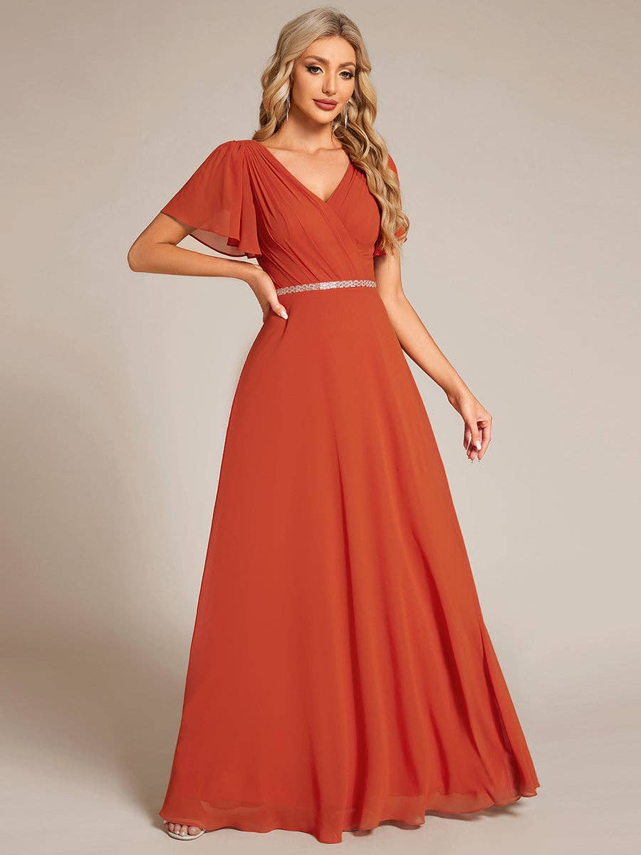 Ever-Pretty - Wholesale Gown - Women's - Midi Length Ruffles Sleeves Chiffon Dresses17