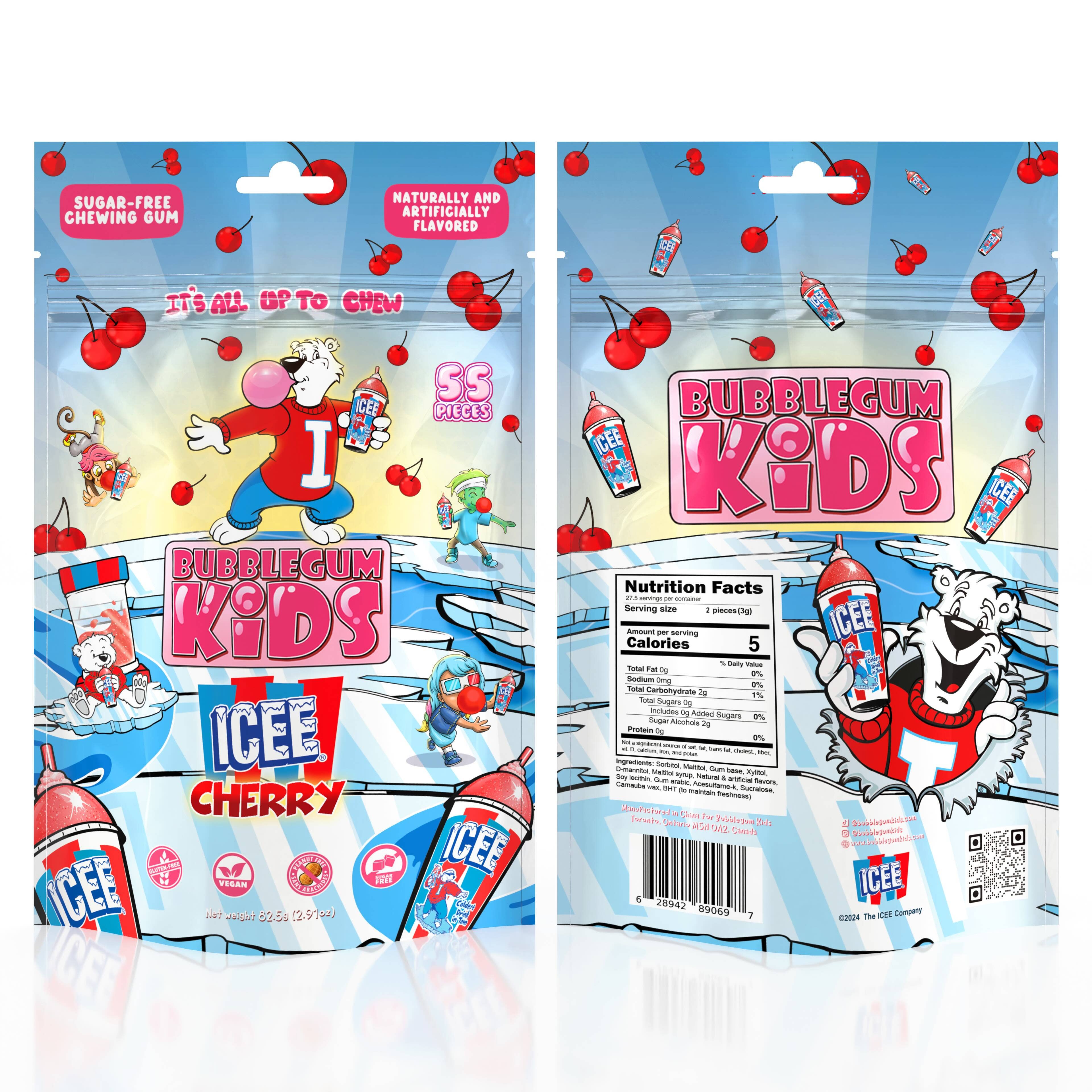 Bubblegum Kids - Wholesale Chewing Gum - ICEE Cherry Sugar-Free Gum – 2.91oz, 10ct RRP2