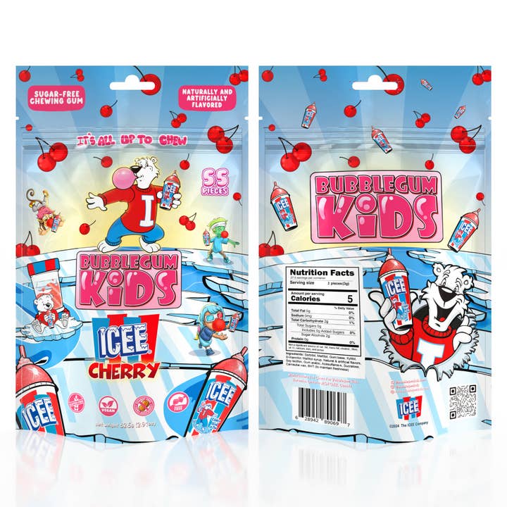 Bubblegum Kids - Wholesale Chewing Gum - ICEE Cherry Sugar-Free Gum – 2.91oz, 10ct RRP2