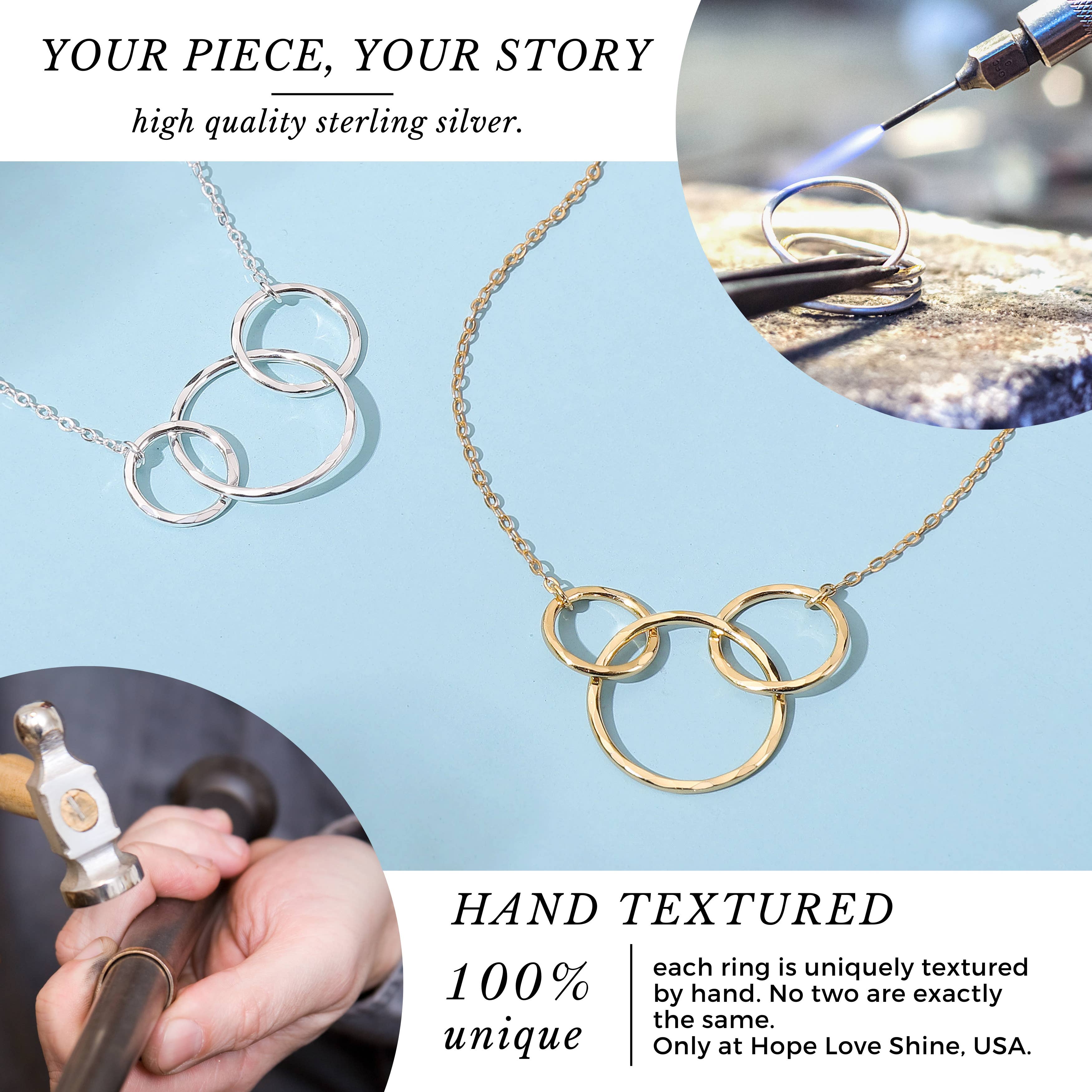 hope love shine – Engroshandel Halskæde med vedhæng – 30-års fødselsdags smykkegave - Halskæde med 3 ringe i guld eller sølv2