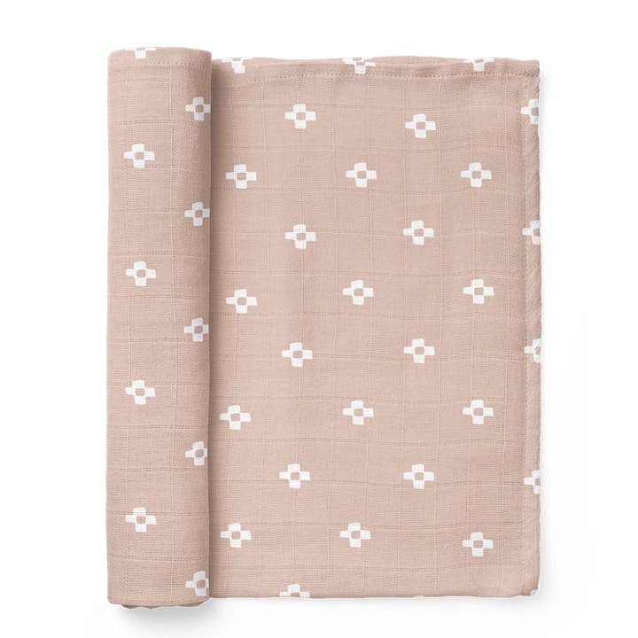 Boho Square Pink Sand Swaddle for wholesale by Mini Wander, LLC