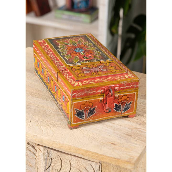Namaste – wholesale Smyckeskrin och organisatörer – Vintage spegelbox, röd och orange