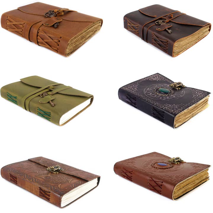 Vintage Paper Leather Journal Handmade Assorted pack of 10 for wholesale by Aakriti Inc.