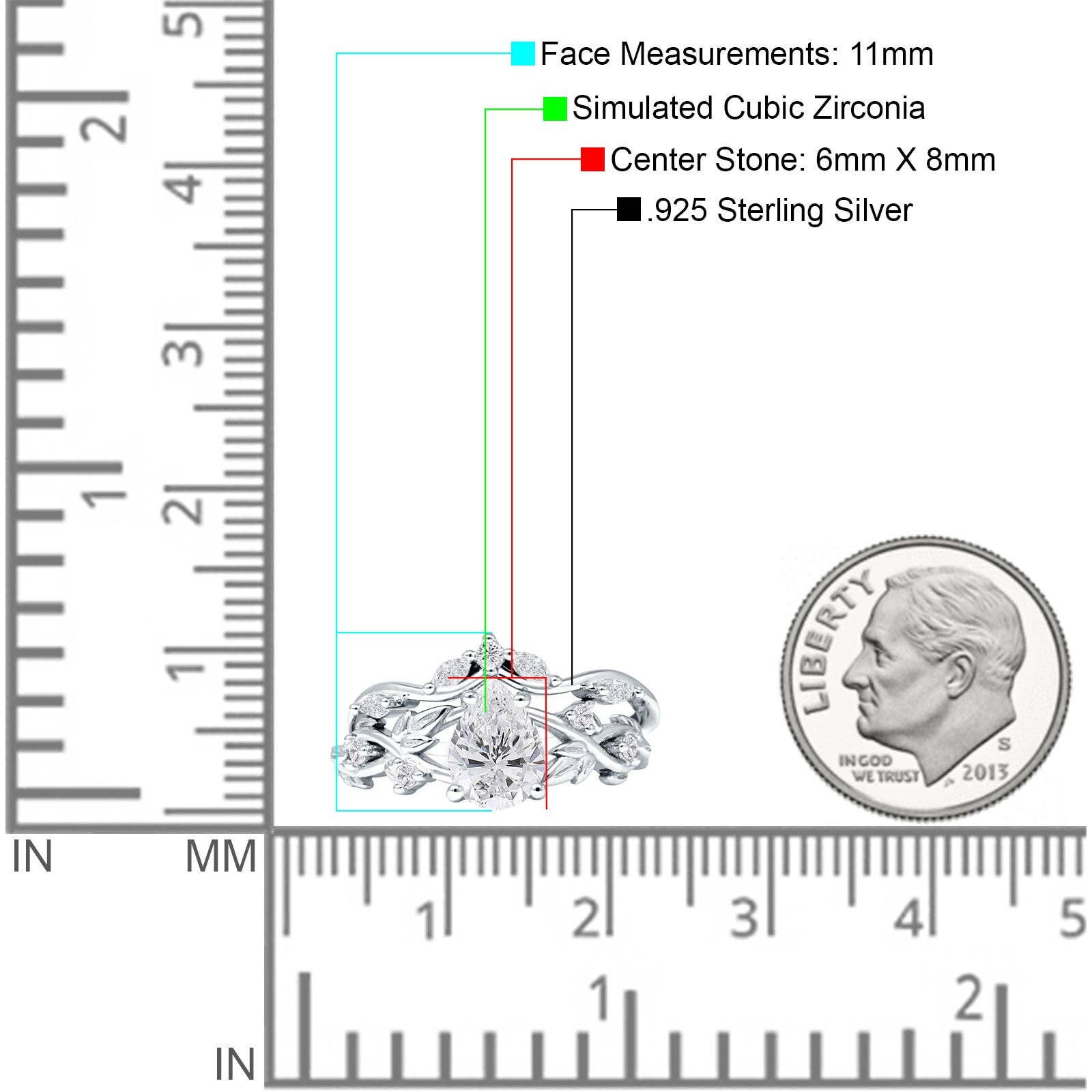 Two Piece Pear Teardrop Bridal Ring Cubic Zirconia for wholesale on Faire3