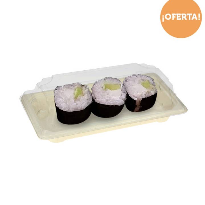 PUNTOQPACK – wholesale Serveringsfat – Komposterbart mini sushibricka med lock (16,5 x 9 x 4 cm)0