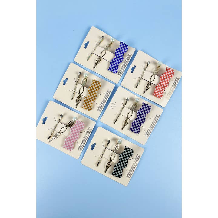 3 SET CHEKERED HAIR PIN GOLD PEARL HAIR PIN
PACK OF 12 1 for wholesale by JHP Collection