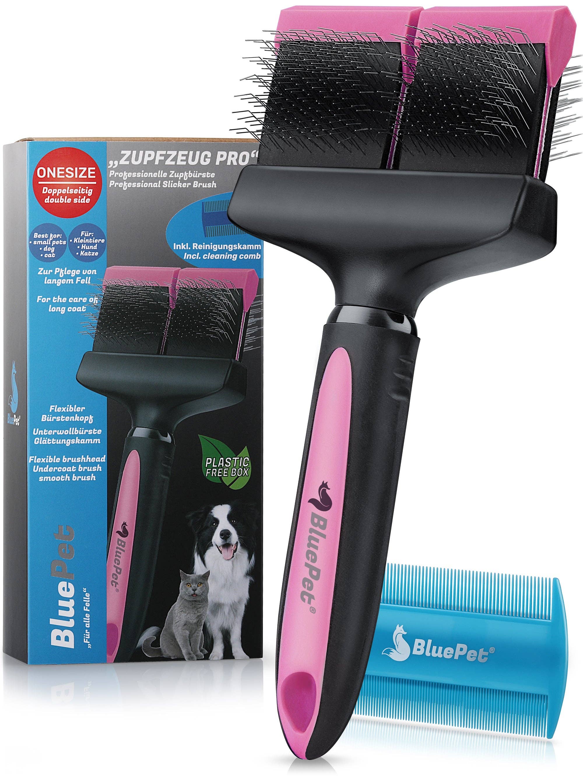 BluePet - Wholesale Pet Brush - Cat/Dog - "ZupfZeug Pro" double-sided professional grooming brush8