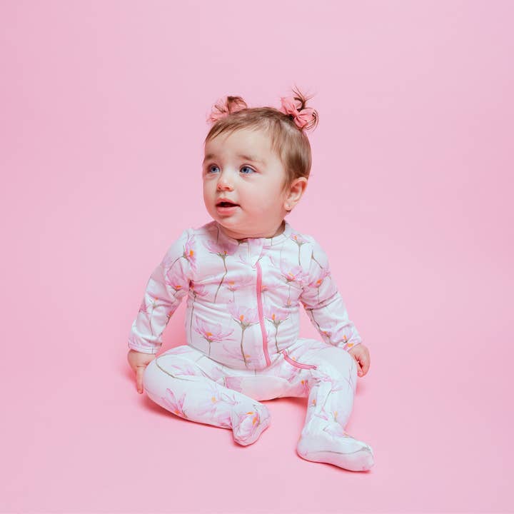 Norani Baby - Wholesale Bodysuit (Footed) - Baby - Pink Petals Organic Footed Onesie2